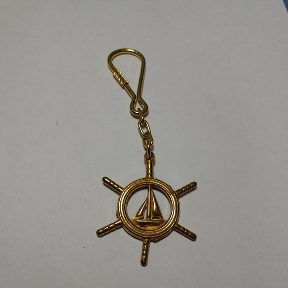 VINTAGE SOLID BRASS SHIPS WHEEL KEY RING HAND-MADE USA-never used - Picture 8 of 10